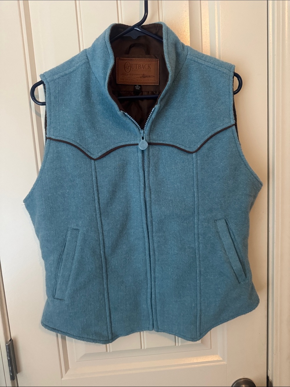 Outback Teal Wool-Blend Vest with Zip Front
